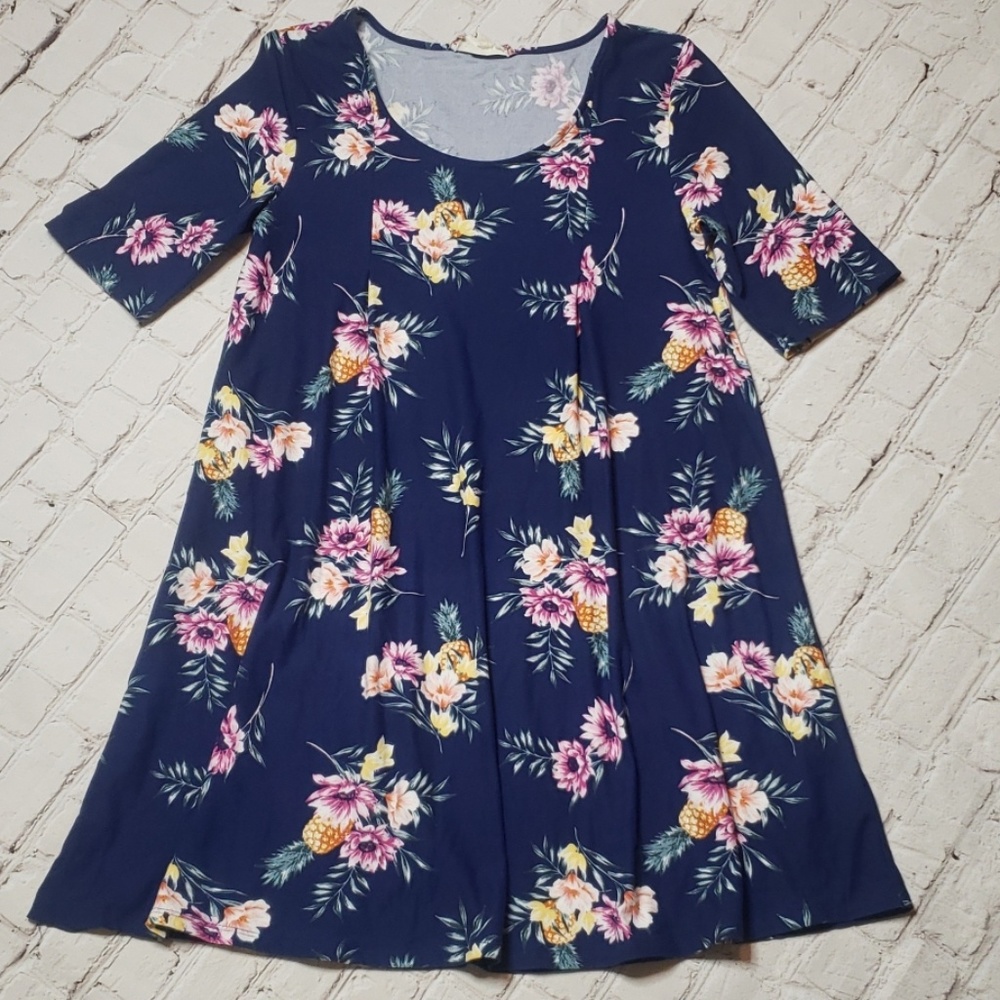 Pink Rose Floral Print Dress/Tunic NWOT ZB